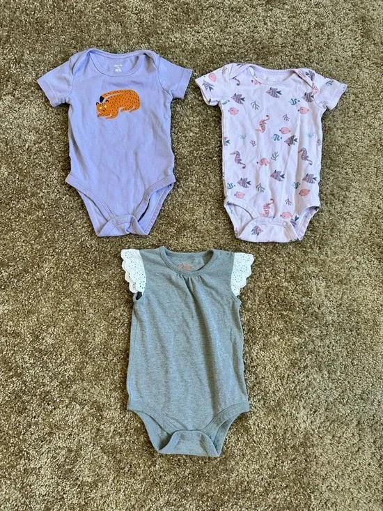 Lilac, Pink & Gray Baby One-Piece Bodysuit Set - Picture 2 of 4